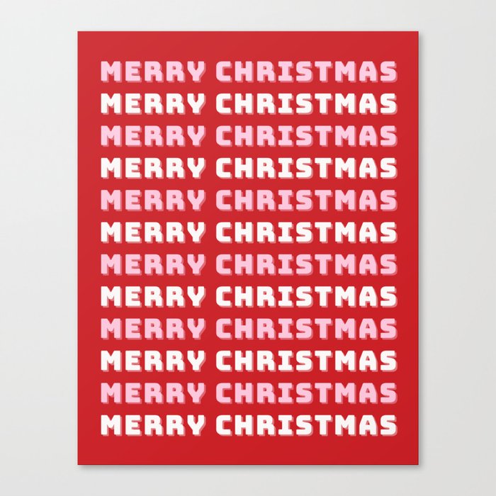 Merry Christmas, Merry Christmas Art, Red Christmas, Holiday Season Decor Canvas Print