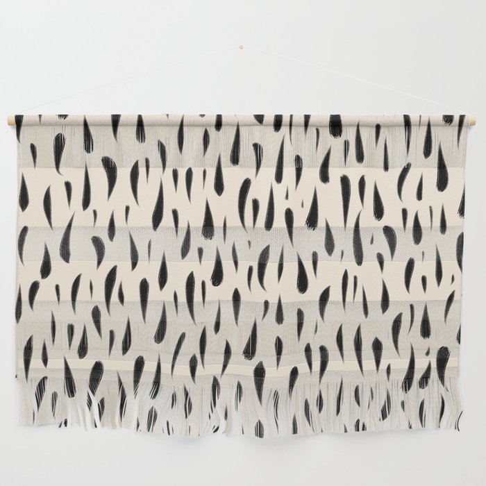 Organic Texture Minimalist Abstract Pattern in Black and Almond Cream Wall Hanging