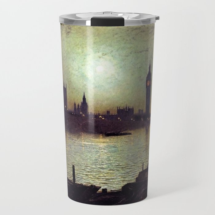 Westminster Bridge by Moonlight by John Atkinson Grimshaw Travel Mug