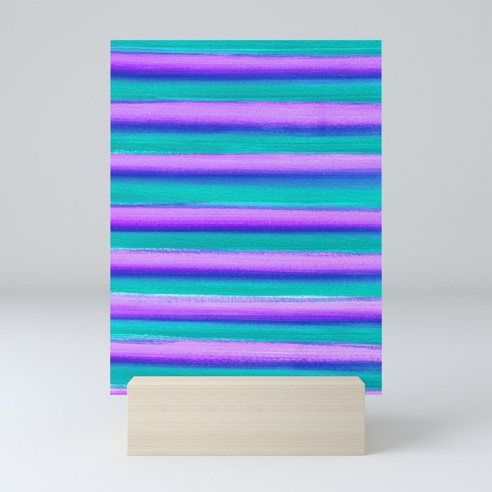 Vaporwave Purple and Teal Stripes Mini Art Print