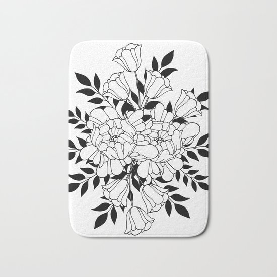 Hand drawn flowers Bath Mat