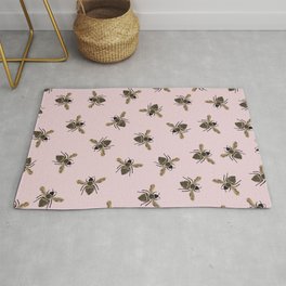 Bee Pattern Pink Area & Throw Rug