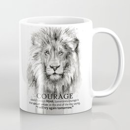 Lion Courage Motivational Quote Watercolor Painting Mug