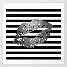 Metallic Kiss - Silver Art Print