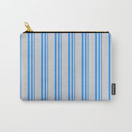 [ Thumbnail: Blue & Light Gray Colored Lines/Stripes Pattern Carry-All Pouch ]