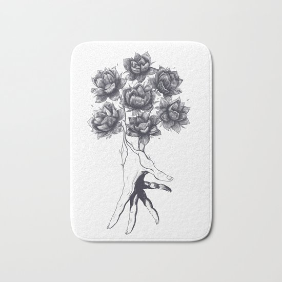Hand with lotuses Bath Mat