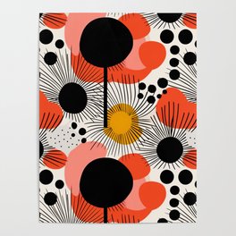 Retro Abstract Flowers Poster