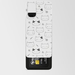 Dark Grey Doodle Kitten Faces Pattern Android Card Case