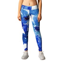 blue stillife Leggings | Painting, Stillife, Abstract, Flowers, 3D, Illustration, Curated, Pattern, Cold, Vintage 