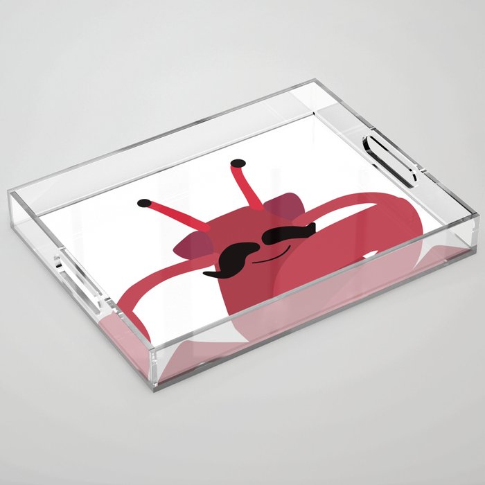 Happy Crab with Moustache Acrylic Tray