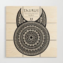 Tribal Taurus Mandala Wood Wall Art
