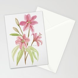 Pink Lilies Stationery Cards