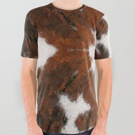 Rustic Cowhide Fur Brushstrokes Southwestern Rug All Over Graphic Tee