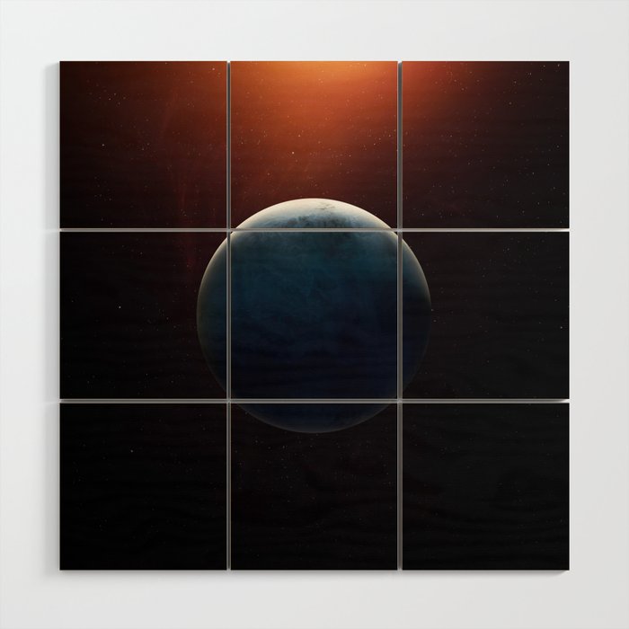 Uranus planet. Poster background illustration. Wood Wall Art