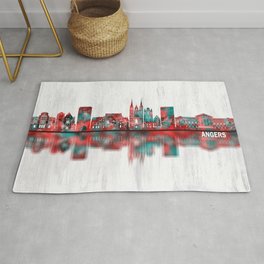 Angers France Skyline Rug | France, Cityscape, Modern, Print, Urban, Illustration, Skyscrapers, Architecture, Creative, Unique 