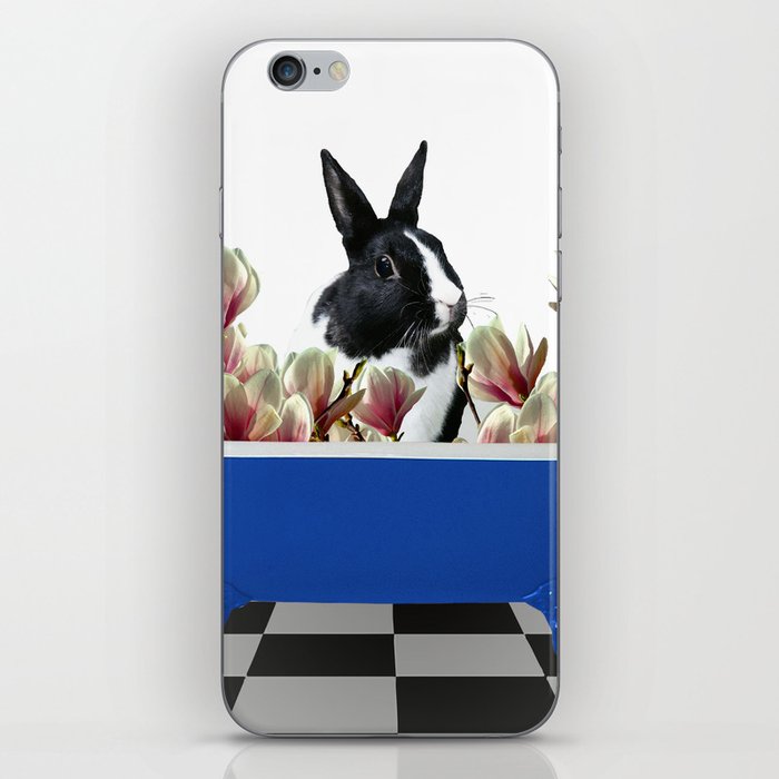 Bunny Rabbit Blue Bathtub - Magnolia Flowers iPhone Skin
