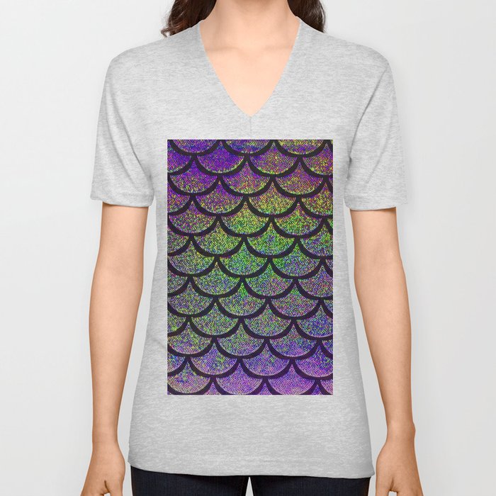 Lavender Lime Scales V Neck T Shirt
