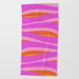 Pop Swirl Wavy Abstract Pattern Purple Pink Orange Beach Towel