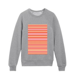 Variable Stripe Retro Modern Pattern Pink Orange Beige Kids Crewneck