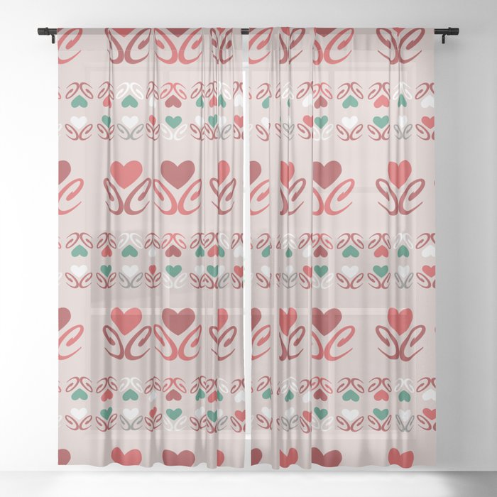 Hearts forever Sheer Curtain