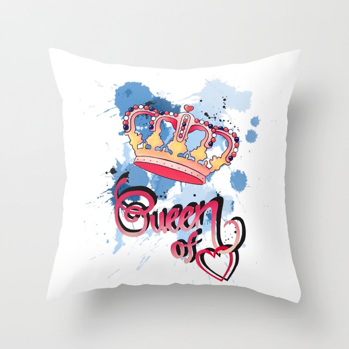 The queen of hearts crown Throw Pillow