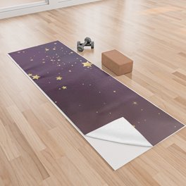 Amethyst Color with Sparkling Gold Stars Yoga Towel