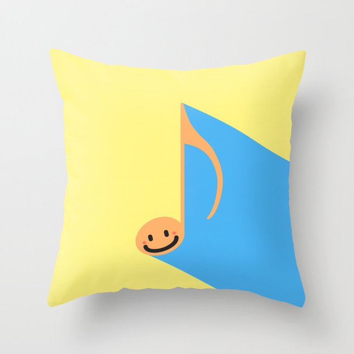 Happy smile vintage musical note 2 Throw Pillow