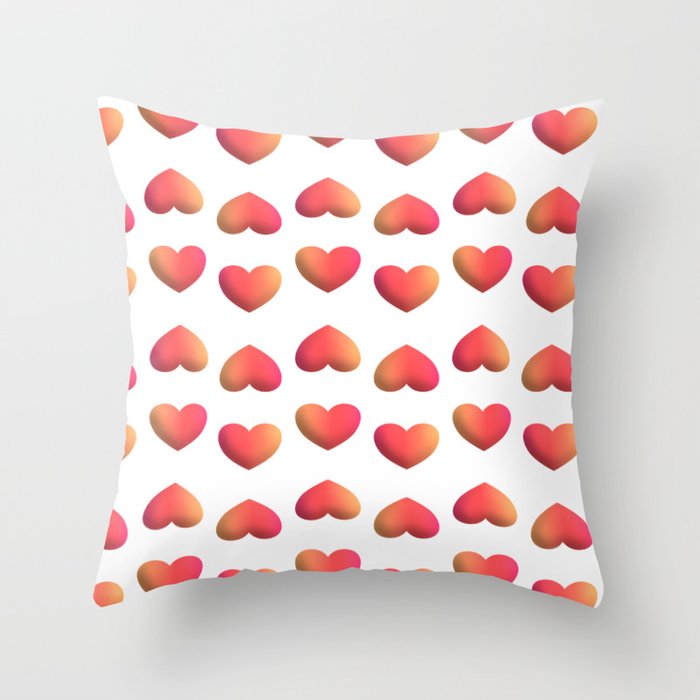 3D Gradient Heart Shape Seamless Pattern Throw Pillow