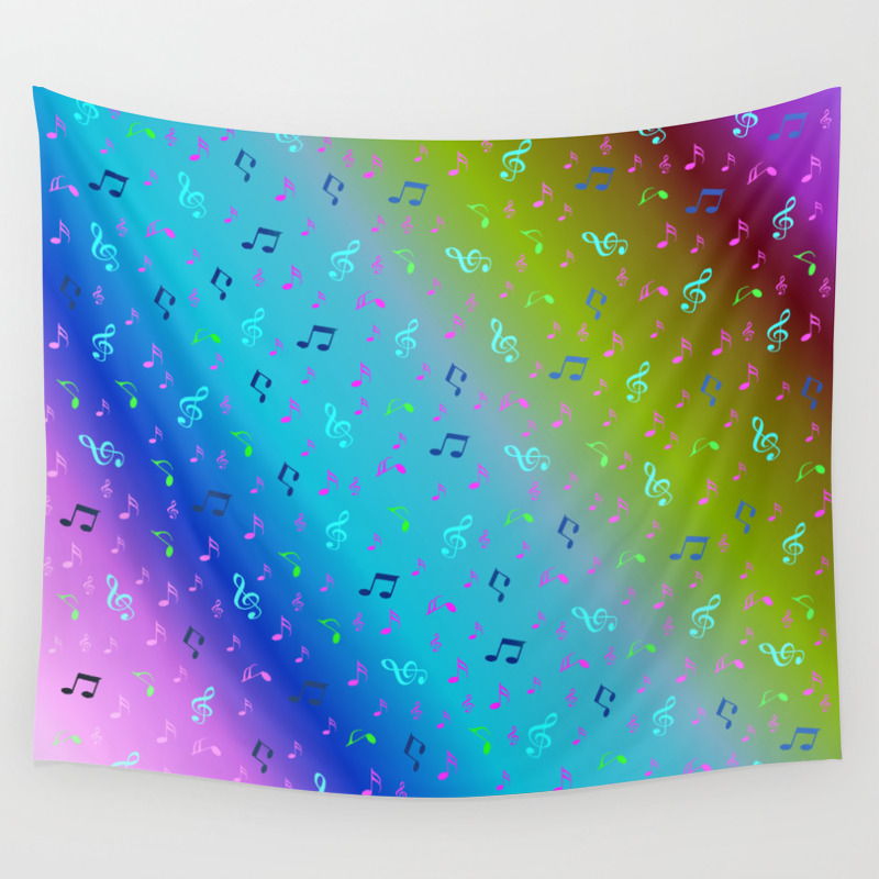 Colorful Blue Music Notes Abstract Art Artistic Background
