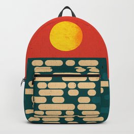 Sun Over The Sea - Afternoon Backpack | Sun, Ocean, Painting, Cubism, Vector, Sunset, Curated, Digital, Abstract, Vintage 