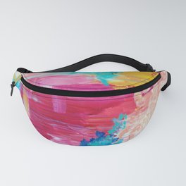 ELATED - Beautiful Bright Colorful Modern Abstract Painting Wild Rainbow Pastel Pink Color Fanny Pack