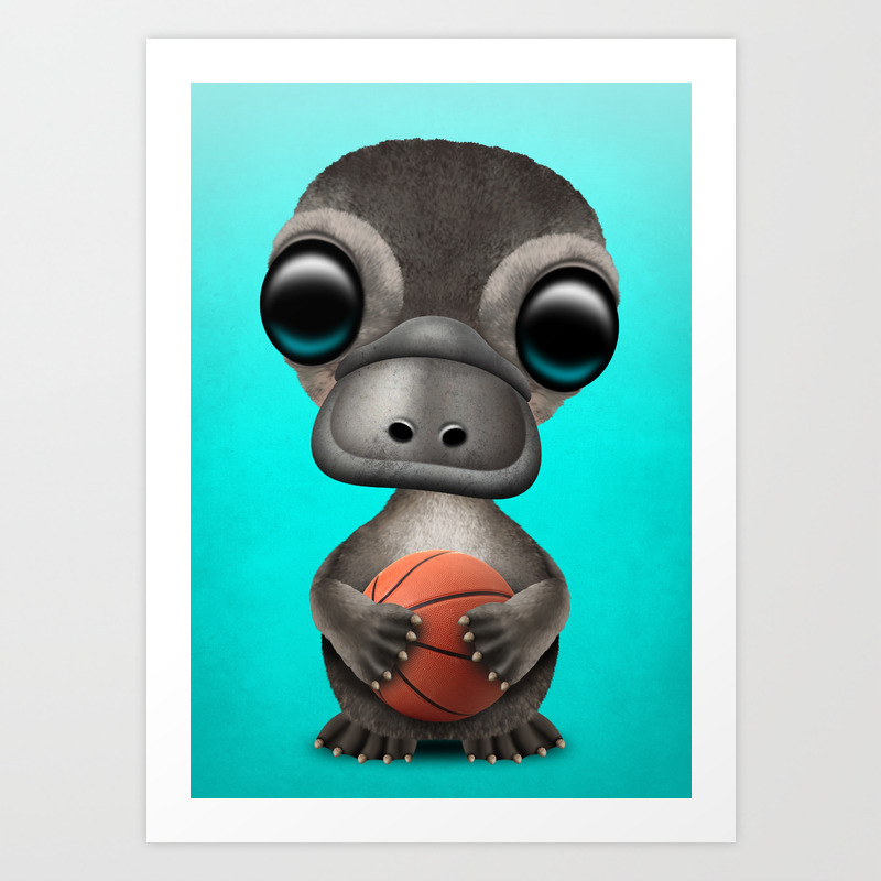 Cute Baby Platypus Playing With Basketball Art Print By Jeffbartels Society6