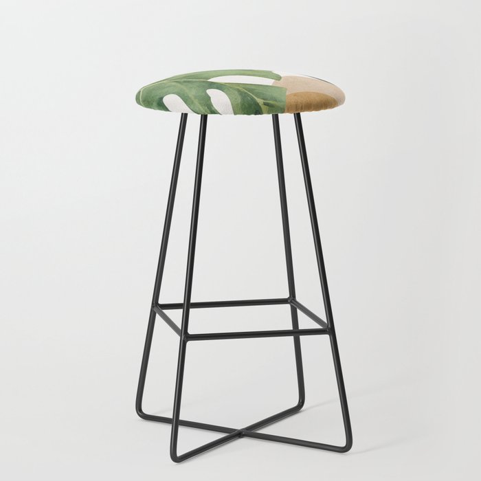 Abstract Art Tropical Leaves 3 Bar Stool