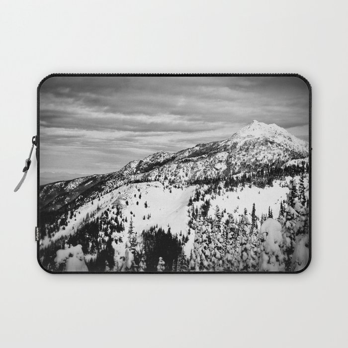 Snowy Mountain Peak Black And White Laptop Sleeve