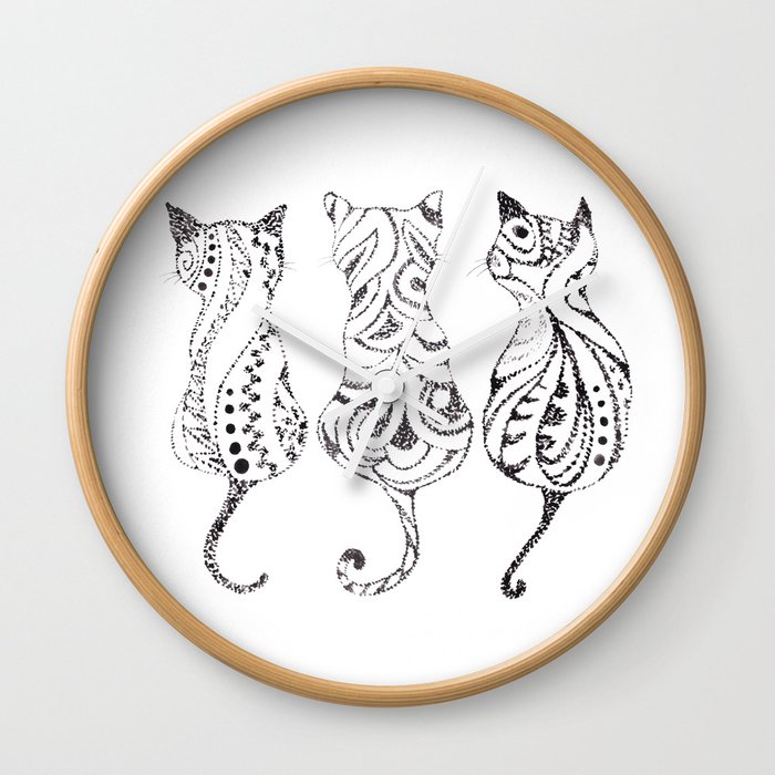Trio of Cats Wall Clock