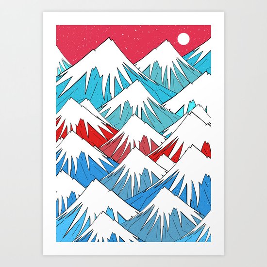 Red Sky Mounts Art Print
