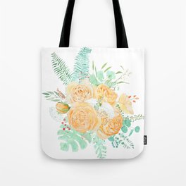 watercolor yellow English  rose arrangement  Tote Bag
