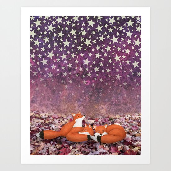 foxes under the stars Art Print