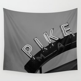 Seattle Pike Place Market Black and White Wall Tapestry