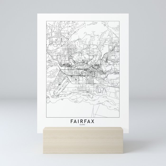 Fairfax White Map Mini Art Print