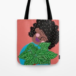 Curly Plant Love. Coral Tote Bag