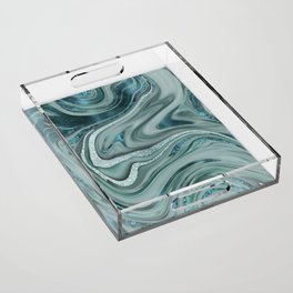 Elegant Marble Gemstone Texture Turquoise Teal Acrylic Tray