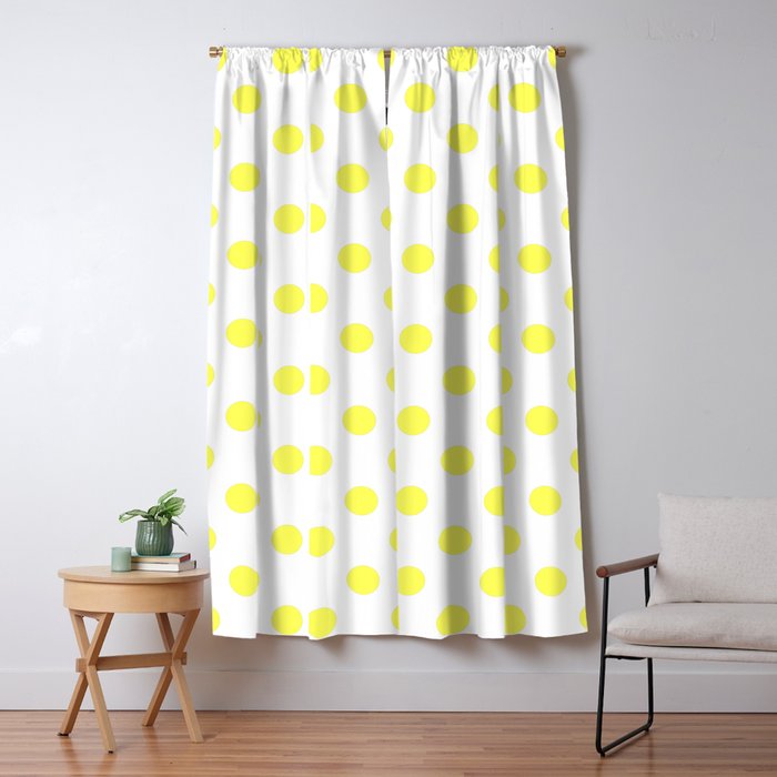 Polka Dots Yellow White Pattern Blackout Curtain By Luxelab