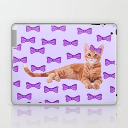 Ginger Cat with Purple Bow Pattern Laptop Skin