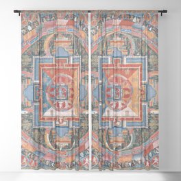 Mandala of Jnanadakini - Tibetan Painting Sheer Curtain