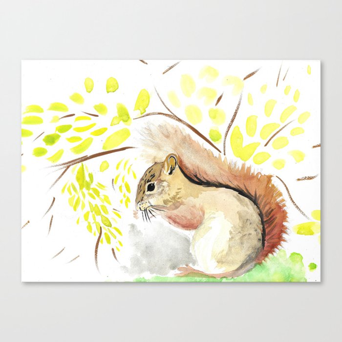 LITTLE RED SQUIRREL PAINTING STYLE BOX CANVAS PRINT WALL ART PICTURE PHOTO 