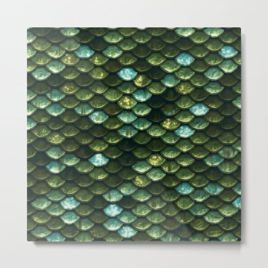Aqua and green sparkling mermaid glitter scales- Mermaidscales Metal Print