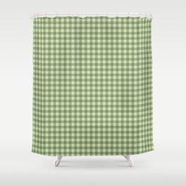 Gingham Plaid Pattern - Natural Green Shower Curtain