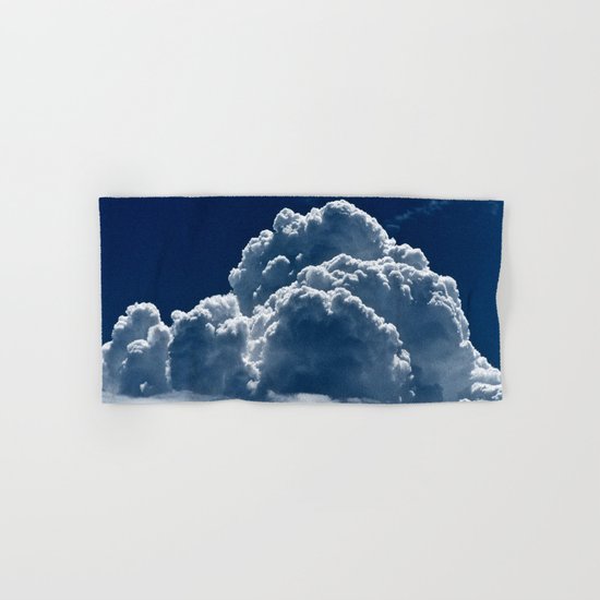 Puffy Cumulus clouds on Deep Blue Sky Hand & Bath Towel