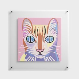 Alien Tabby Cat with Four Pupils Floating Acrylic Print